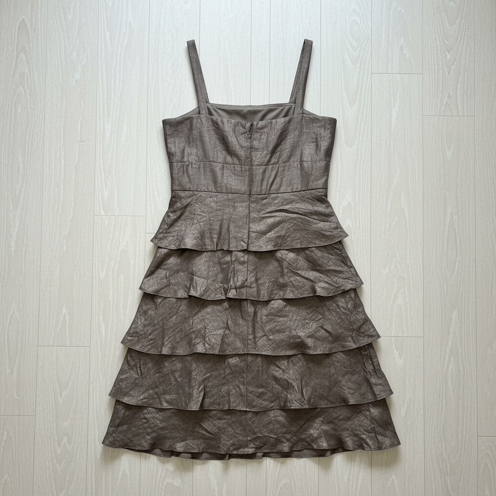 R & M Collection Tiered Rhinestone Waist Dress Size 8 Gold Cocktail Sleeveless - Picture 3 of 5
